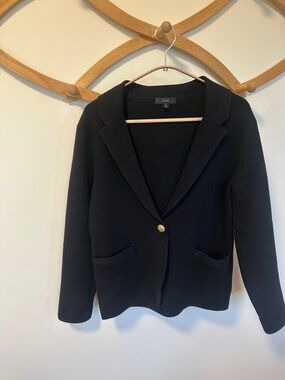 J. Crew Black Knit Blazer with Single Gold Button